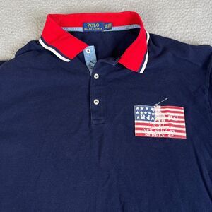 Polo Ralph Lauren Shirt Mens 2XB Blue Red USA Flag New York Supply Co Patriotic